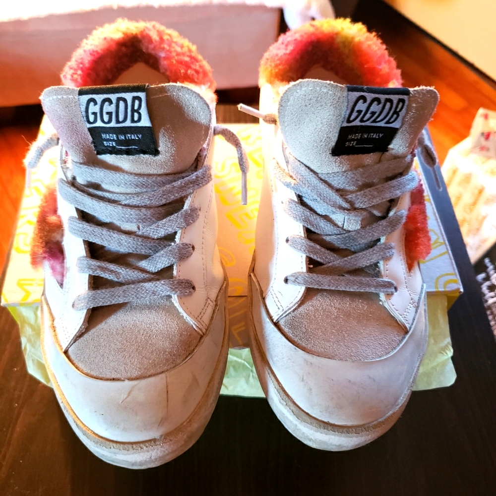 GOLDEN GOOSE SUPER STAR LEATHER SNEAKER WITH SHEARLING